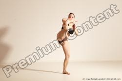 Underwear Martial art Woman White Moving poses Average long colored Dynamic poses Academic